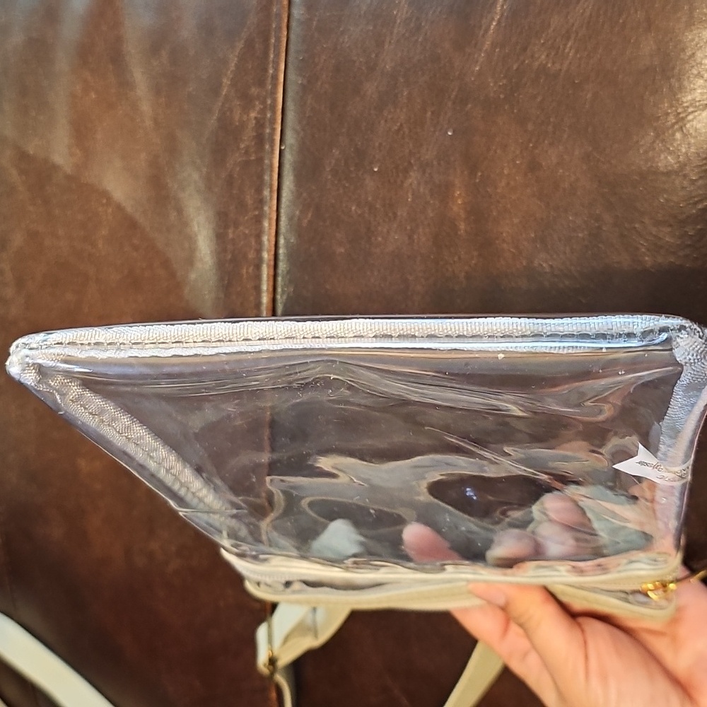 Clear Crossbody Purse with Adjustable Strap Gray Trim Stadium approved Event Bag - Picture 5 of 8